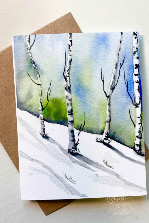 Four Birches - available as an original, print or in notecards
